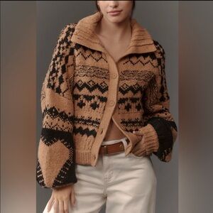 By Anthropologie Jacquard Heart Motif Cardigan Sweater
Neutral Pattern XXSP NWT